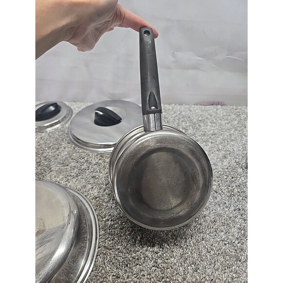 Vintage Flint Ware By Ekco 1 Qt Stainless Steel Sauce Pan With Lid And Skillet - Picture 11 of 16